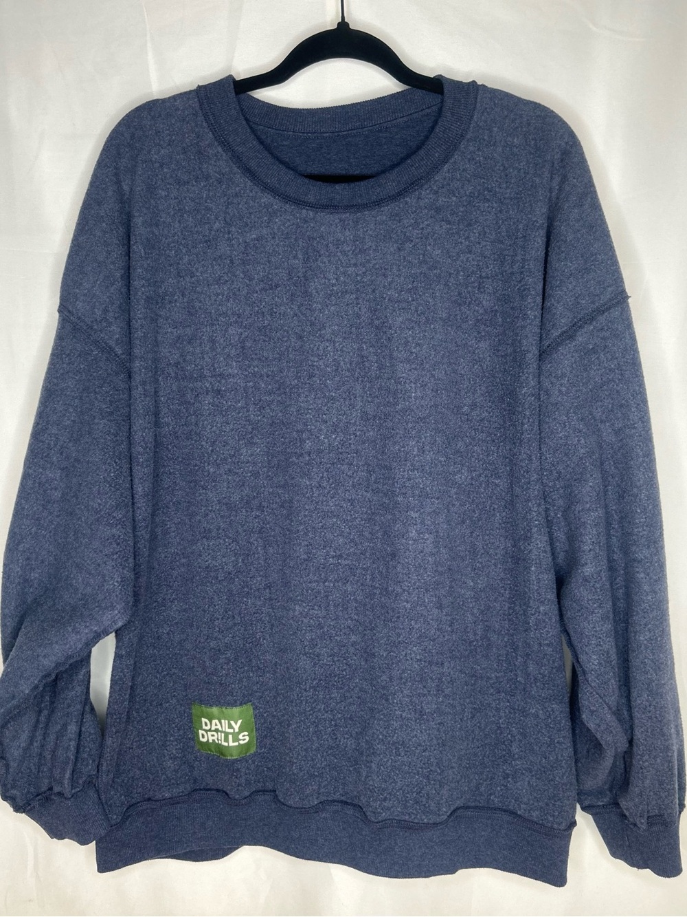 Daily Drills Unisex Navy Oversized Reversible Crew Sweatshirt Size Medium Large